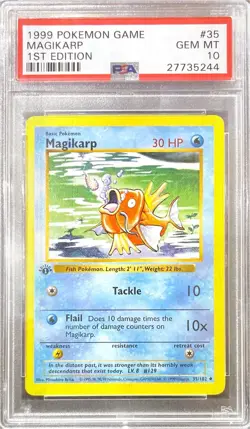 [PSA 10] Pokemon Magikarp #35/102 - Base Set 1st Edition 1999 💧 (Read Desc) - Image 1