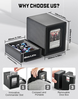 MTG Commander Deck Box with Display Window, Card Deck Box Holds 100 Double-Sleev - Image 2