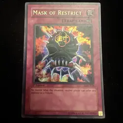 Mask of Restrict LON-018 Ultra Rare 1st Edition Holo Yugioh TCG - Image 1