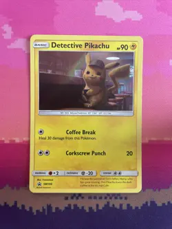 Pokemon Card Detective Pikachu Black Star Promo SM190 Near Mint - Image 1