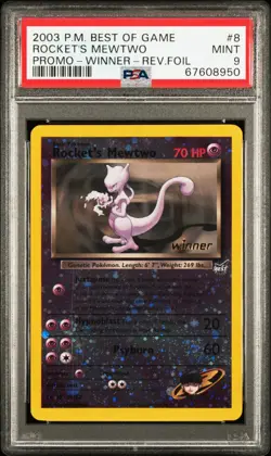 Pokemon Rocket's Mewtwo Best of Game Winner Stamped Reverse PSA 9 Scratched Slab - Image 1