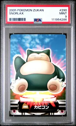 2005 CARDDASS POKEMON ADVANCED GENERATION ZUKAN CARD #290 SNORLAX PSA 9 - Image 1