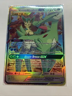 Custom Virizion & Leafeon GX Tag Team Holo Foil Anime Pokemon Fan Art Card Promo - Image 5