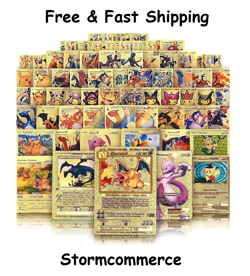 Gold Foil Pokemon Card Lot (55PCS) - GX VMAX EX V Rares | Includes Charizard - Image 1