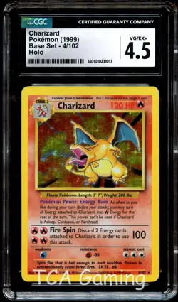 CGC 4.5 VG/EX+ Charizard 4/102 HOLO RARE Base Set Pokemon Card 017 - Image 1
