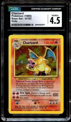 CGC 4.5 VG/EX+ Charizard 4/102 HOLO RARE Base Set Pokemon Card 017 - Image 2