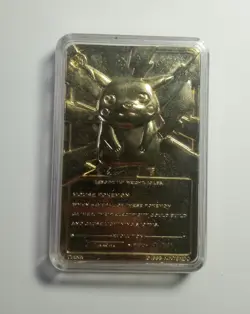 VINTAGE 1999 Pokemon Burger King Pikachu 23k Gold Heavy Card Sculpture - Image 1