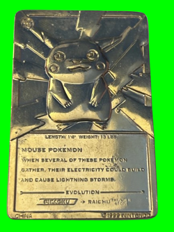 VINTAGE 1999 Pokemon Burger King Pikachu 23k Gold Heavy Card Sculpture - Image 3