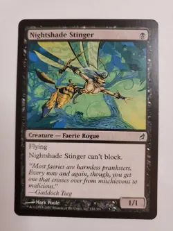 MTG Magic The Gathering Card Nightshade Stinger Creature Faerie Rogue Black Lorw - Image 1