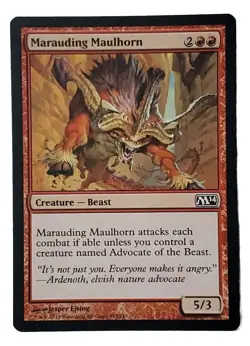 MTG Magic The Gathering Card Marauding Maulhorn Creature Beast Red M14 - Image 1