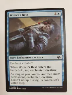MTG Magic The Gathering Card Winter's Rest Snow Enchantment Aura Blue Modern Hor - Image 1