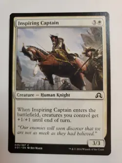 MTG Magic The Gathering Card Inspiring Captain Creature Human Knight White 2016 - Image 1