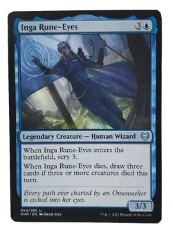 MTG Magic The Gathering Card Inga Rune-Eyes Legendary Creature Human Wizard Blue - Image 1