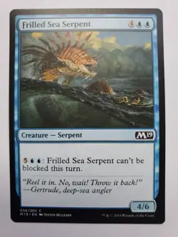 MTG Magic The Gathering Card Frilled Sea Serpent Creature Serpent Blue M19 - Image 1