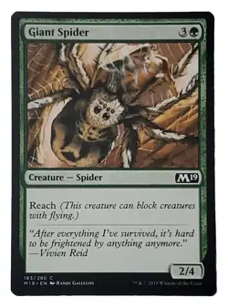 MTG Magic The Gathering Card Giant Spider Creature Spider Green M19 - Image 1
