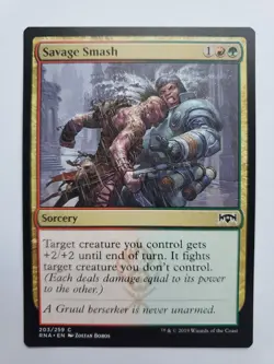 MTG Magic The Gathering Card Savage Smash Sorcery Green Red Ravnica Allegiance - Image 1