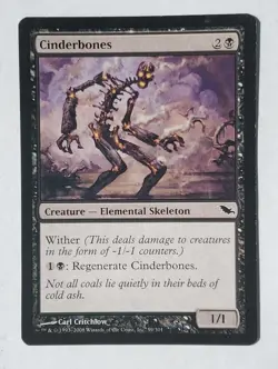 MTG Magic The Gathering Card Cinderbones Creature Elemental Skeleton Black Shado - Image 1