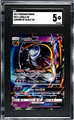 2017 Pokemon Promo #SM17 Lunala Gx Legends Of Alola Tin SGC 5 - Image 1