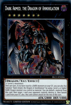 YUGIOH DARK ARMED, THE DRAGON OF ANNIHILATION SECRET RARE NEAR MINT BLC1-EN006 - Image 1