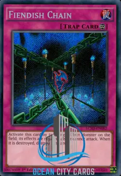 Yugioh Fiendish Chain LC5D-EN082 Secret Rare 1st Edition - Image 1