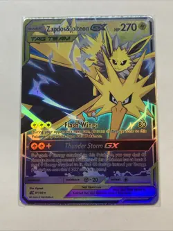 Custom Zapdos & Jolteon GX Tag Team Holo Foil Anime Pokemon Fan Art Card Promo - Image 1