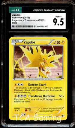 CGC 9.5 MINT+ Zapdos 46/113 HOLO RARE Legendary Treasures Pokemon Card 020 - Image 1