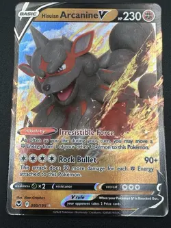 HISUIAN ARCANINE V Silver Tempest Ultra Rare Holo Pokemon Card 090/195 TCG - Image 1