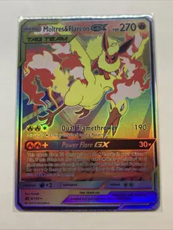 Custom Moltres & Flareon GX Tag Team Holo Foil Anime Pokemon Fan Art Card Promo - Image 1