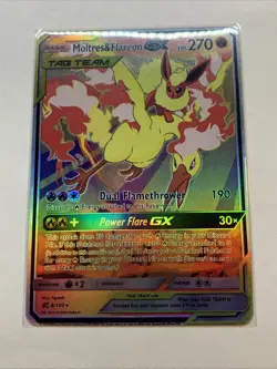 Custom Moltres & Flareon GX Tag Team Holo Foil Anime Pokemon Fan Art Card Promo - Image 5