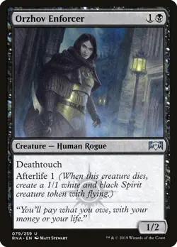Orzhov Enforcer 79 RNA Black Human Rogue Deathtouch Afterlife Black 2019 MTG - Image 1