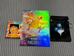 MTG X FINAL FANTASY CHOCOBO Rancing PROMO Pin , Poster , Bag and Dice - Image 1
