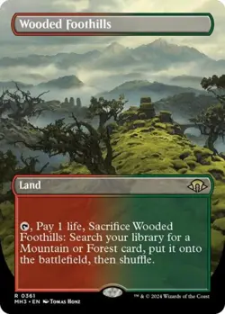 MTG English Wooded Foothills (Borderless) NM Normal Modern Horizons 3 - Image 1