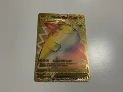 Pokemon Gold Foil Fan Art ~ Pikachu VMAX #044/185 ~ Rainbow Gold Card - Image 1