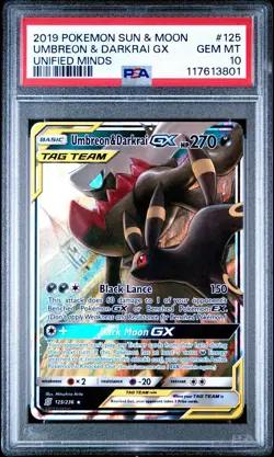 Pokemon PSA 10 Umbreon & Darkrai GX 125/236 Unified Minds Ultra Rare GEM MINT 💎 - Image 1