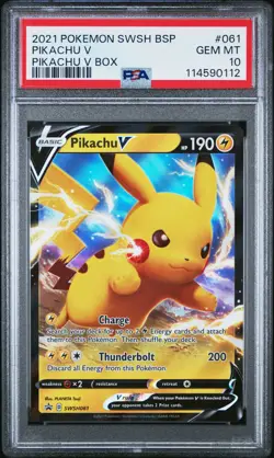 2021 POKEMON SWSH BLACK STAR PROMO PIKACHU V BOX #061 PIKACHU V PSA 10 - Image 1