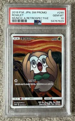 PSA 10 290/SM-P Japanese Pokemon Card Rowlet Munch Retrospective Scream Promo - Image 1