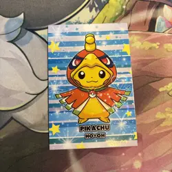 Pikachu Ho-Oh Poncho Cracked Ice Hearts Holo Pokemon Database Christmas - Image 1