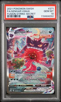 2021 POKEMON SWORD & SHIELD FUSION STRIKE SECRET FULL ART/GENGAR VMAX PSA 10 - Image 1