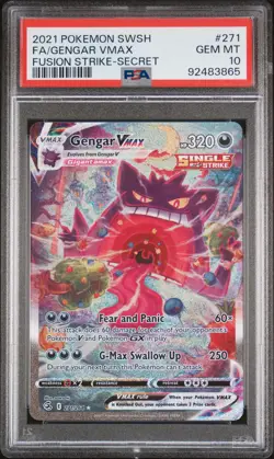 2021 POKEMON SWORD & SHIELD FUSION STRIKE SECRET FULL ART/GENGAR VMAX PSA 10 - Image 1