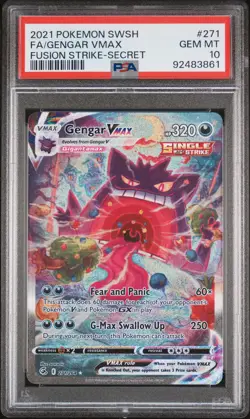 2021 POKEMON SWORD & SHIELD FUSION STRIKE SECRET FULL ART/GENGAR VMAX PSA 10 - Image 1