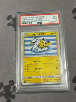 2018 Pokemon Yokohama's Pikachu PSA 9 281/SM-P Japanese Pokemon Center Promo - Image 1