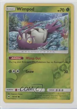 Wimpod Reverse Foil Pokemon Sun & Moon Burning Shadows #16 2k3 - Image 1