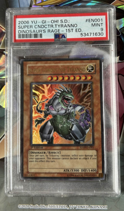 YuGiOh PSA Graded 9 Super Conductor Tyranno SD09-EN001 Ultra Rare 1st Edition - Image 1