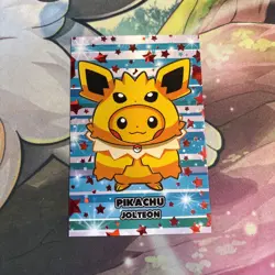 Pikachu Jolteon Poncho Card Database Attacks 2 Red Cracked Ice Holo Pokemon - Image 1