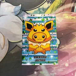 Pikachu Jolteon Poncho Card Database Attacks 2 Green Cracked Ice Holo Pokemon - Image 1