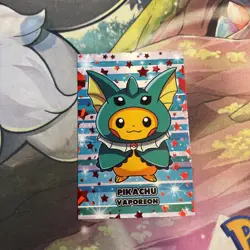 Pikachu Vaporeon Poncho Card Database Attacks 2 Red Cracked Ice Holo Pokemon - Image 1
