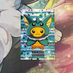 Pikachu Vaporeon Poncho Card Database Attacks 2 Green Cracked Ice Holo Pokemon - Image 1