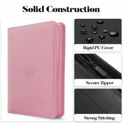 9-Pocket PU Cover Zipper Trading Card Collection Album - Sturdy 360 Side-Load... - Image 2