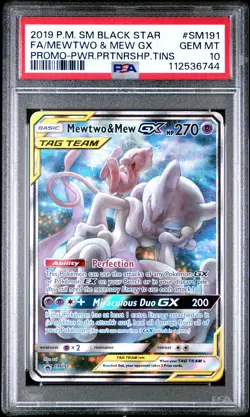 PSA 10 #SM191 FULL ART/MEWTWO & MEW GX 2019 POKEMON SM BLACK STAR PROMO - Image 1