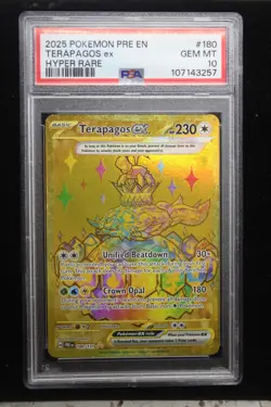 2025 POKEMON PRE EN-PRISMATIC EVOLUTIONS HYPER RARE #180 TERAPAGOS EX PSA 10 - Image 1